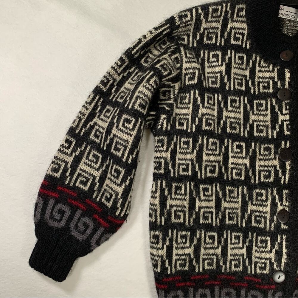 Kim Carbocci Vintage Mohair Wool Geometric Cardigan Sweater Size Small - Picture 8 of 9